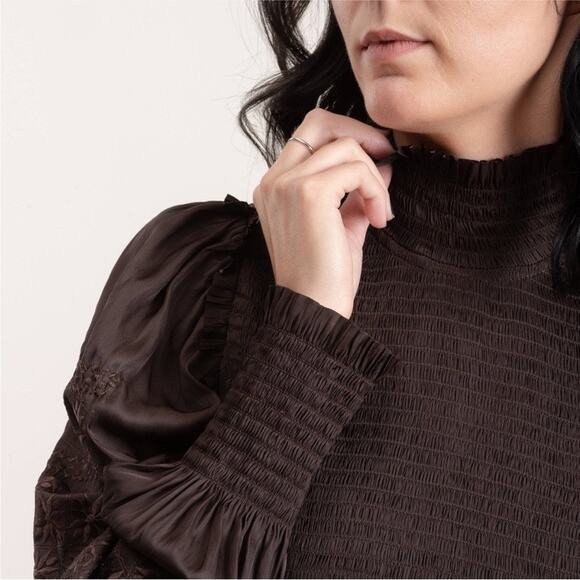 ULLA JOHNSON Angelica Smocked Long Sleeve Mini Dress - Picture 3 of 9